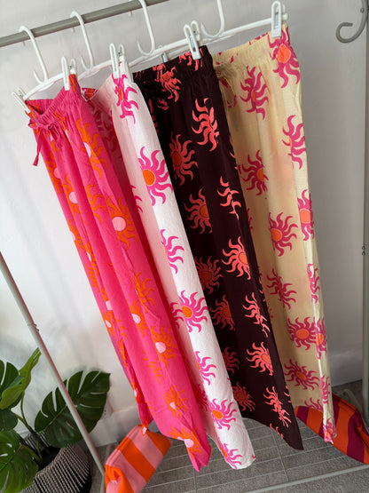 Sun Print Wide Leg Trousers