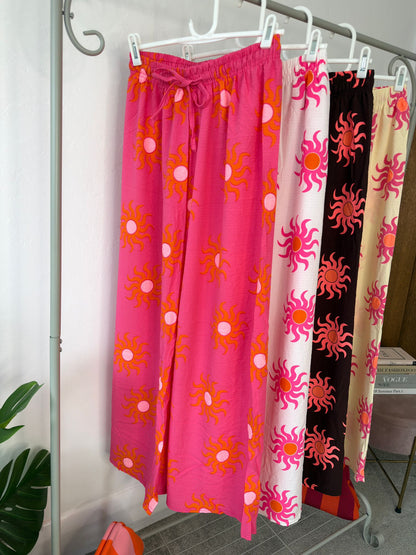 Sun Print Wide Leg Trousers