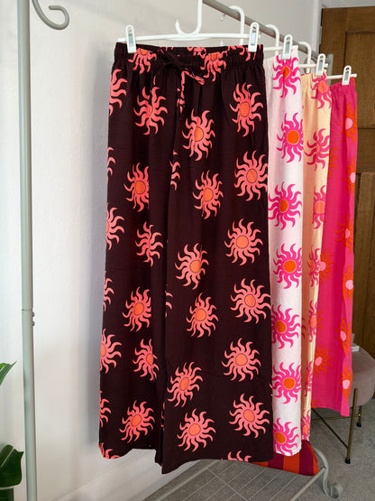 Sun Print Wide Leg Trousers