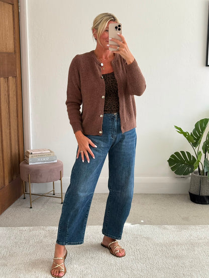 Coffee Alpaca Mix Button Cardigan