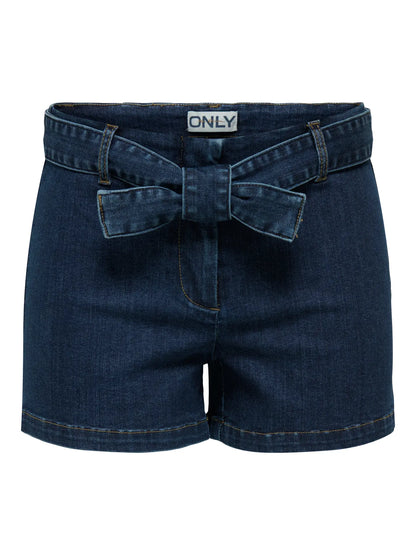 Madison Dark Blue Tie Belt Denim Shorts