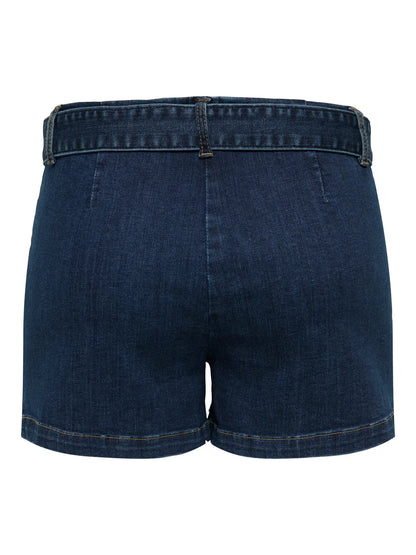 Madison Dark Blue Tie Belt Denim Shorts