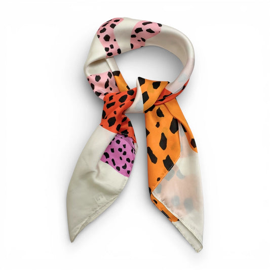Pink Cheetah Square Silk Touch Scarf 70cm