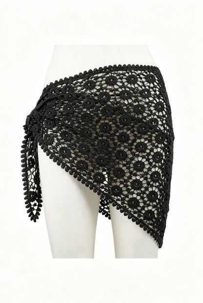 Chocolate Floral Crochet Wrap Sarong/Scarf