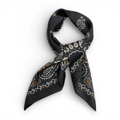 Tan Paisley Bandana Square Silk Touch Scarf 70cm