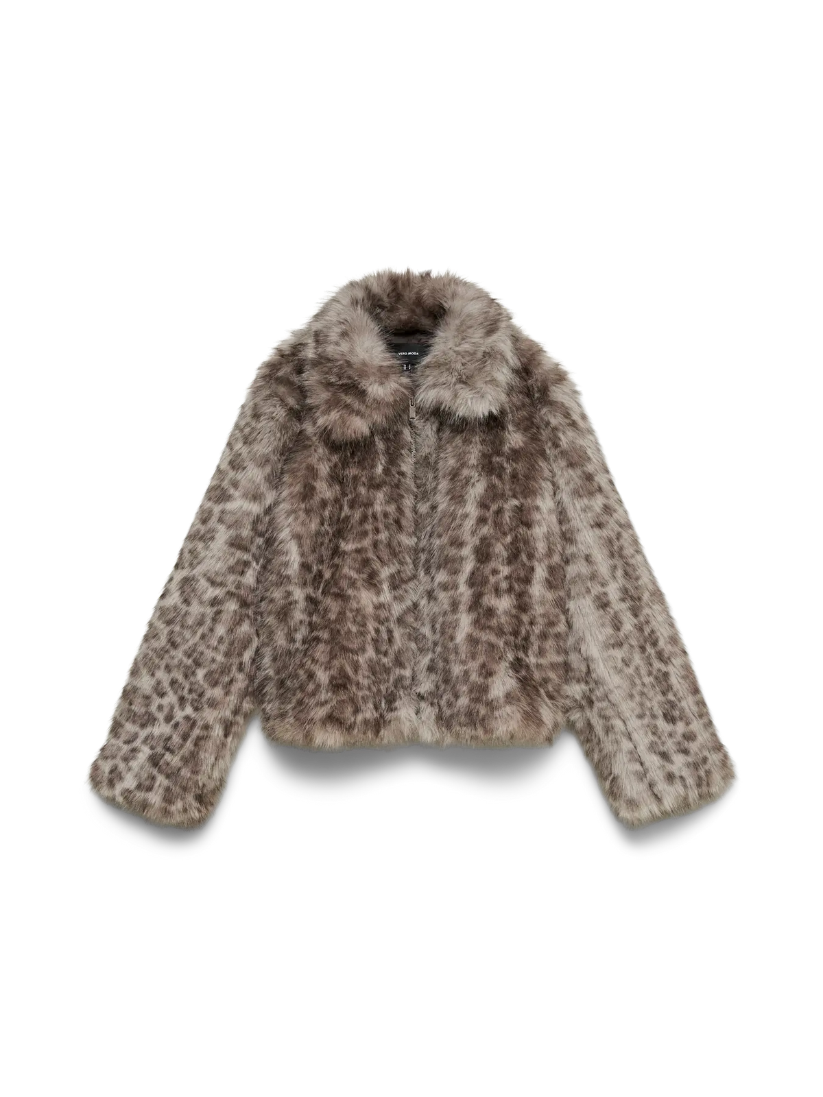 Lila Grey Leopard Faux Fur Jacket