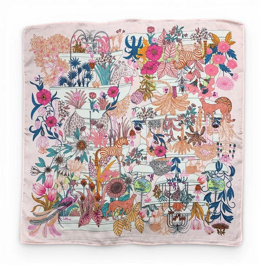 Pink Jungle Square Silk Touch Scarf 70cm