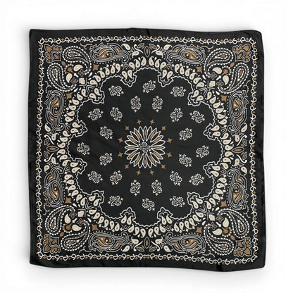 Tan Paisley Bandana Square Silk Touch Scarf 70cm