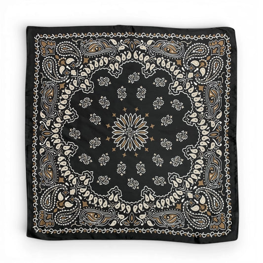Black Paisley Bandana Square Silk Touch Scarf 70cm