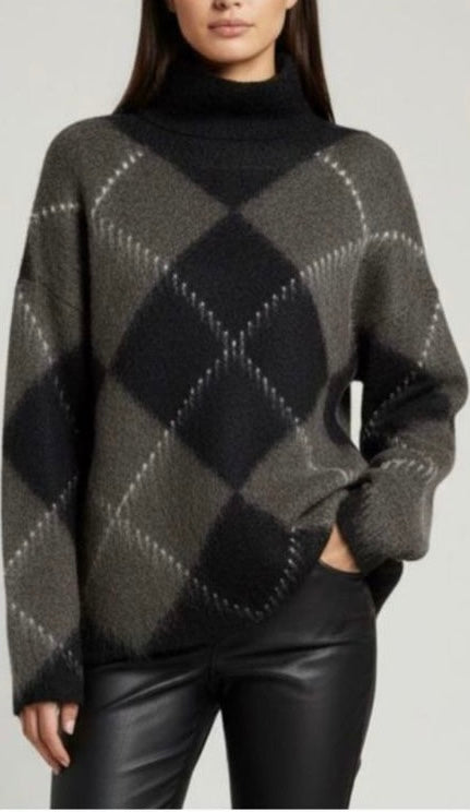 Brown/Black Argyle Mini Skirt