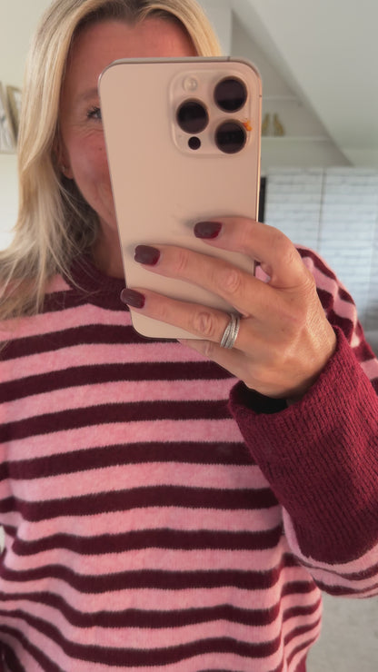 Chocolate/Blue Relaxed Fit Stripe Jumper
