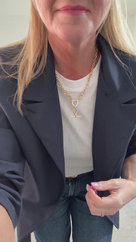 NEW Navy Single Button Plain Blazer