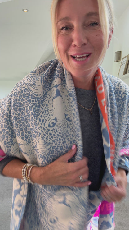 Blue "Wild Love" Oversized Scarf