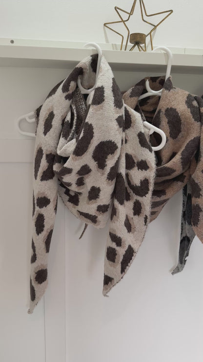Beige Triangle Leopard Print Scarf