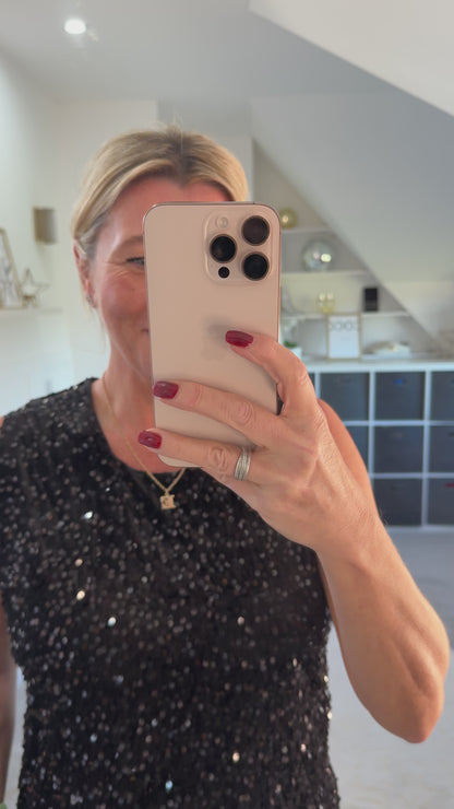 Black Sequin Sleeveless Top