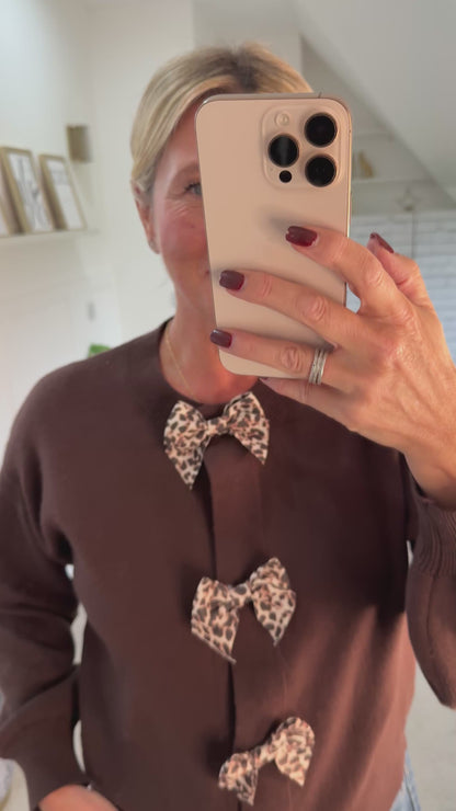 Chocolate Leopard Bow Cardigan