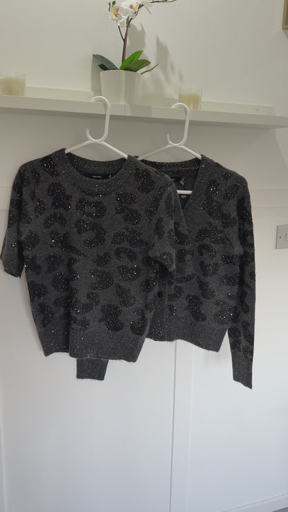 Dk Grey Sequin Animal Cardigan
