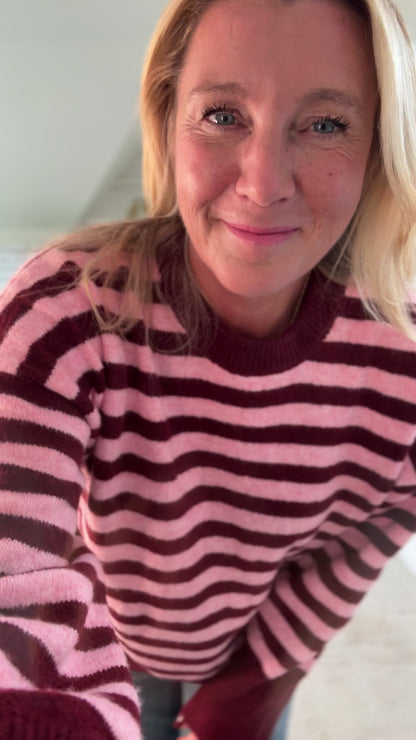 Chocolate/Blue Relaxed Fit Stripe Jumper