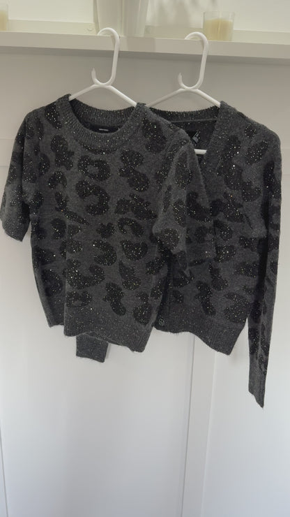 Dk Grey Sequin Animal S/S Jumper