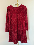 Berry Sequin Velvet Bow Back Dress