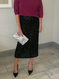 Italian Black Sequin Pencil Skirt