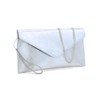 Silver Metallic Leather Clutch Bag