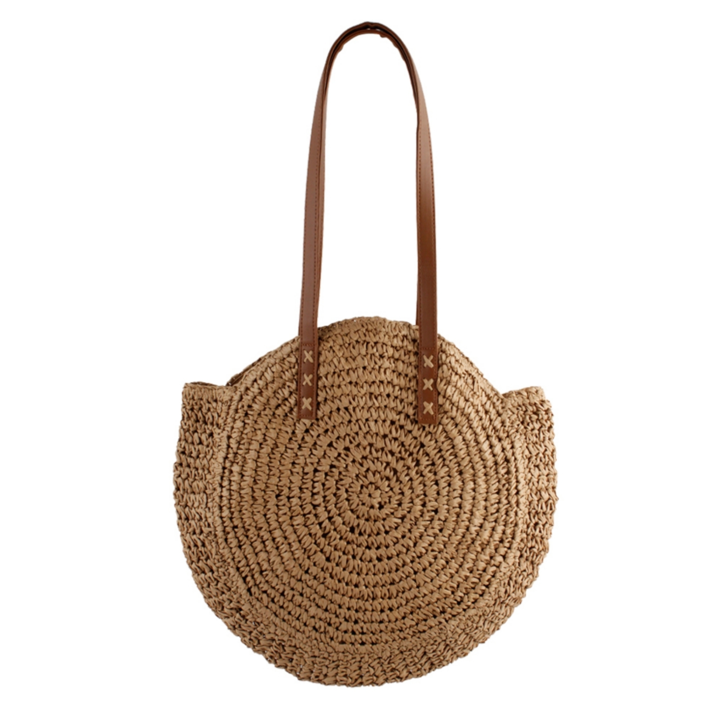 Beige Large Circle Straw Bag