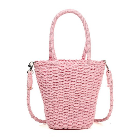 Beige Small Straw Basket Bag