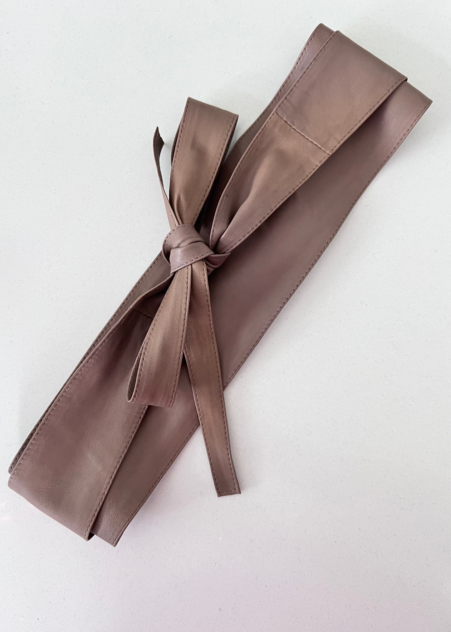 White Tie Wrap Leather Obi Belt