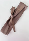 Mocha| White Tie Wrap Leather Obi Belt
