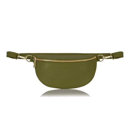 Khaki Leather Bum Bag