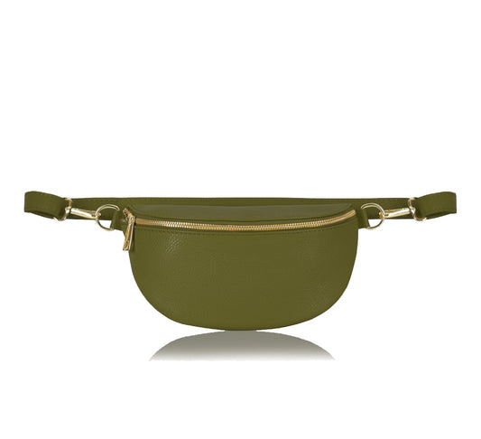 Khaki Leather Bum Bag