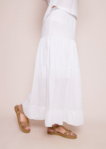 White Broderie Anglais Maxi Skirt