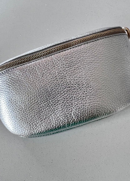 Silver LARGE Leather Bum Bag