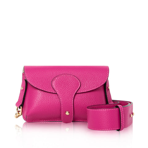 Hot Pink Mini Leather Cross Body Bag