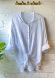 White Tie Front Cheesecloth Shirt
