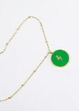 Green/Gold Circular Lightning Bolt Necklace