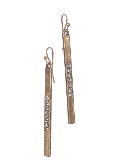 Gold 7 Crystal Drop Earrings