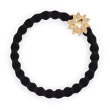 Black With Gold Diamanté Sun Elastic Hair Tie & Wrist Band