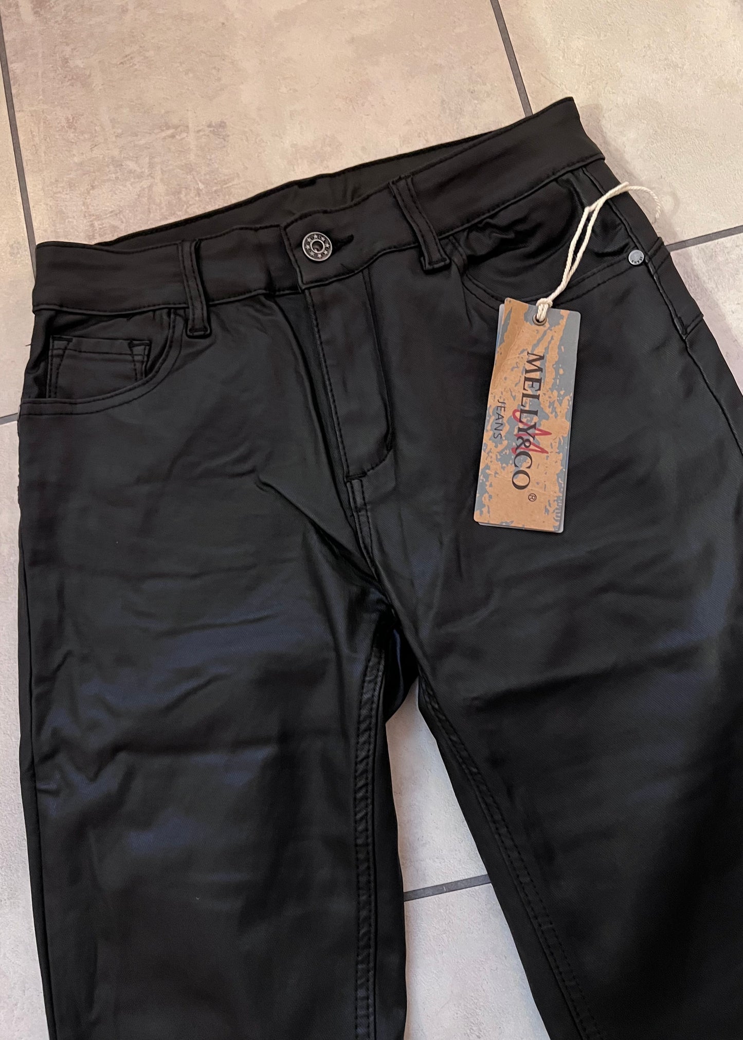 Black Melly & Co Pleather Jeans