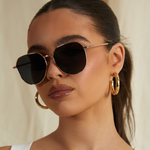 ANTIBES Brown/Gold Oversized Sunglasses