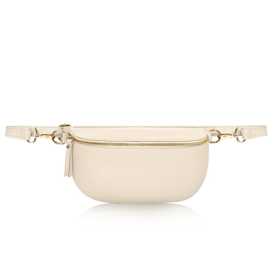 Cream LARGE Leather Bum Bag