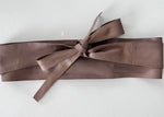 Mocha| White Tie Wrap Leather Obi Belt