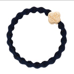 Navy Metallic with Gold Quatrefoil Hair Tie or Wrist Band