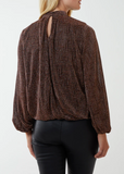 Silver High Neck Metallic Top