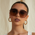 ANTIBES Brown/Gold Oversized Sunglasses