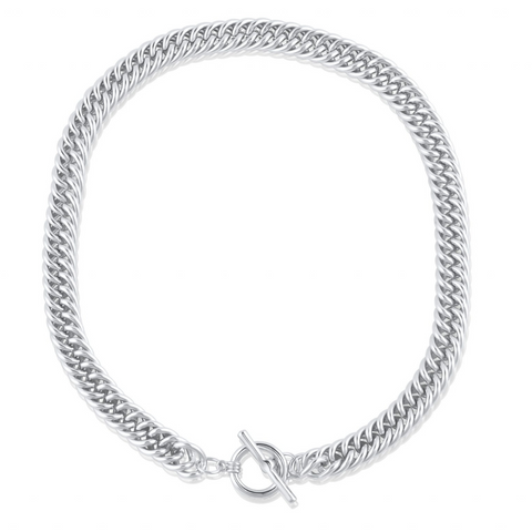 Silver Statement Chain T-bar Necklace