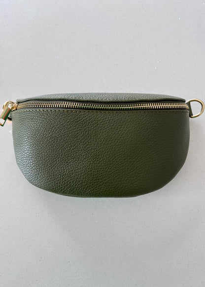 Khaki Leather Bum Bag