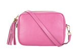Candy Pink Leather Cross Body Tassel Bag