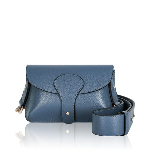 Denim Blue Mini Leather Cross Body Bag